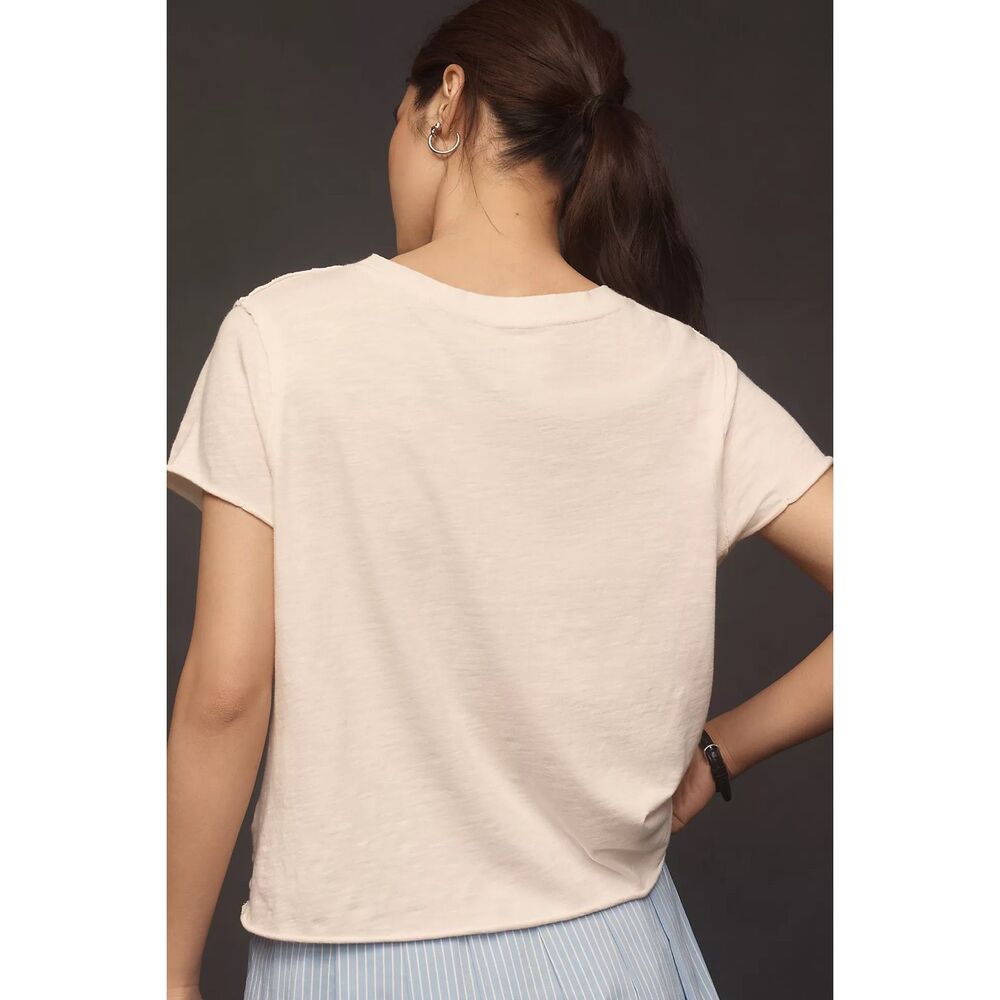 Anthropologie Maeve x Phthalo Ruth Adore Graphic Tee Cotton Boxy small petite NE - Picture 4 of 10